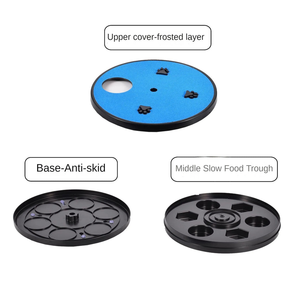 Rotating dog nail file board with six food compartments and sandpaper surface