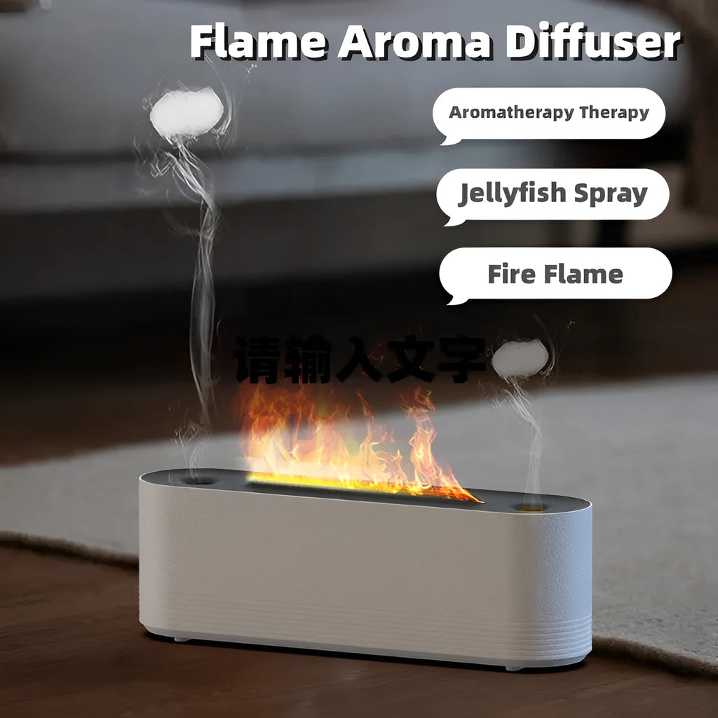 Black Flame Air ultrasonic humidifier with seven-colour LED lights and water vapour mist