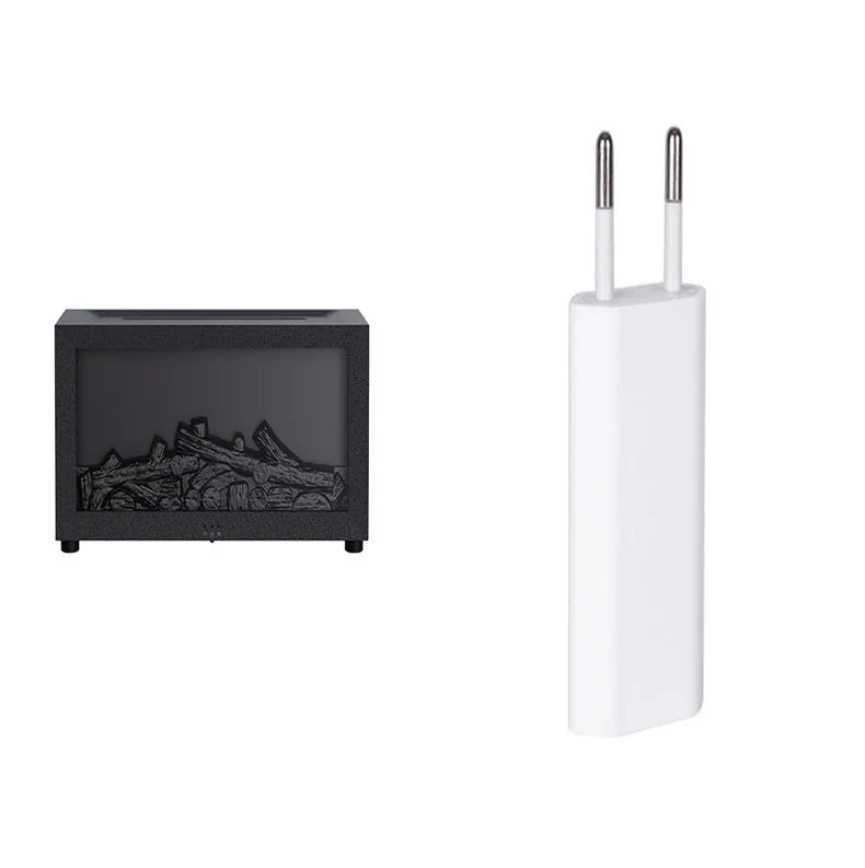 Square flame aromatherapy diffuser with 3D flame effect and seven colour LED mood lighting