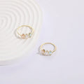 Geometric triangle birthstone ring with horse eye tricolor zircon stone in 14k gold plating