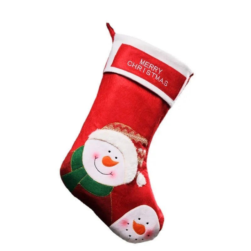 American style Christmas stocking pendant decorations in elk, old man and snowman non-woven fabric designs