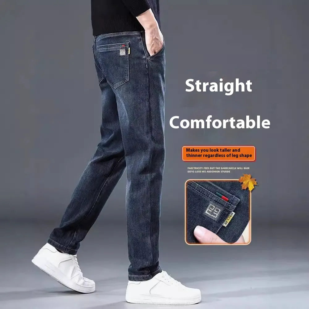 Slim straight casual trousers in black and blue grey colours with micro-elastic fabric