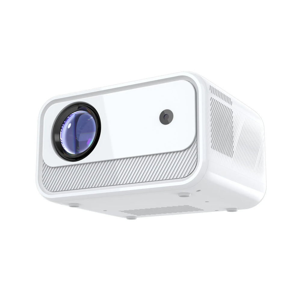 White home office HD projector with 1080p resolution and electric focus