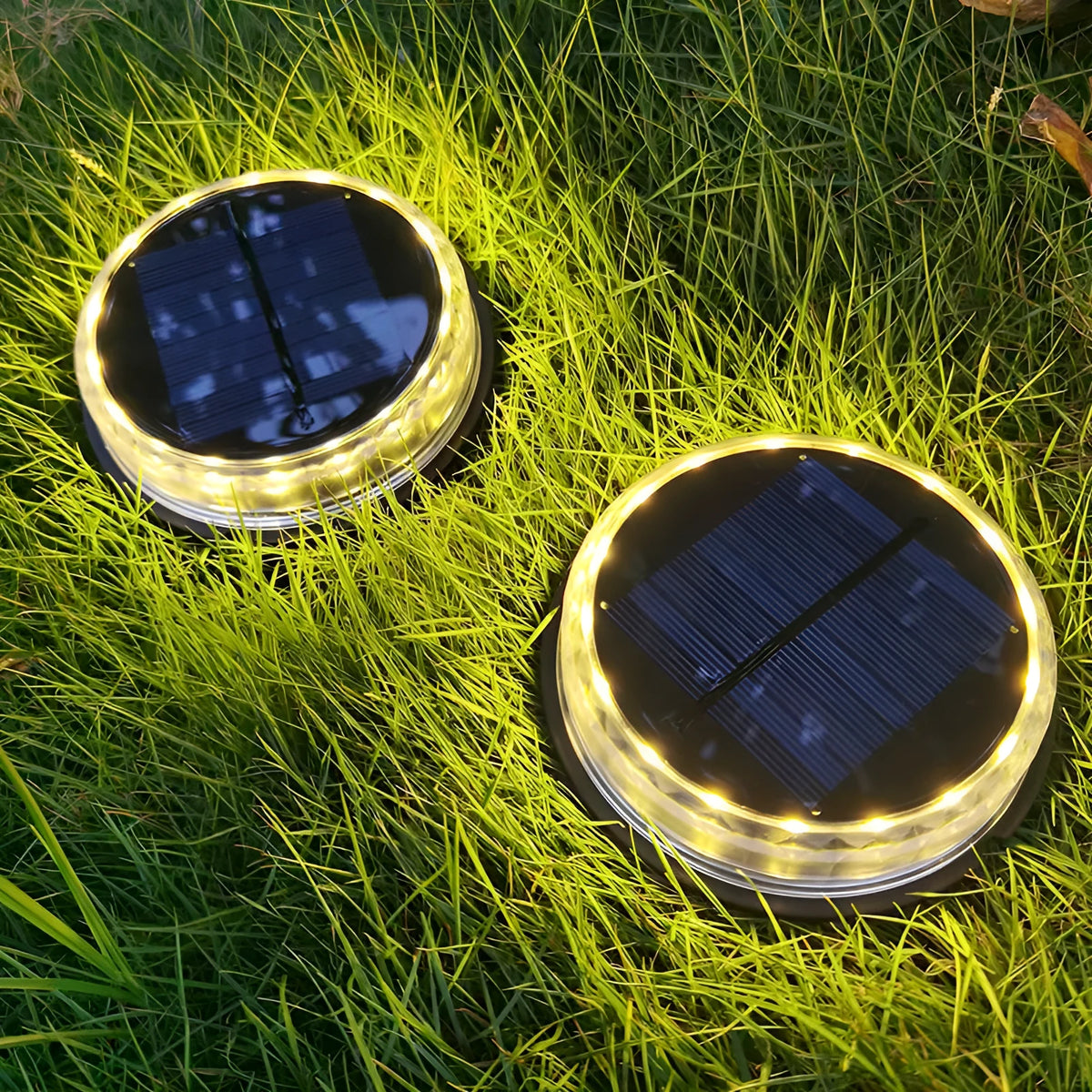 Solar buried light for outdoor lawn, 121x121x26mm, with 17 LEDs and polycrystalline silicon panel