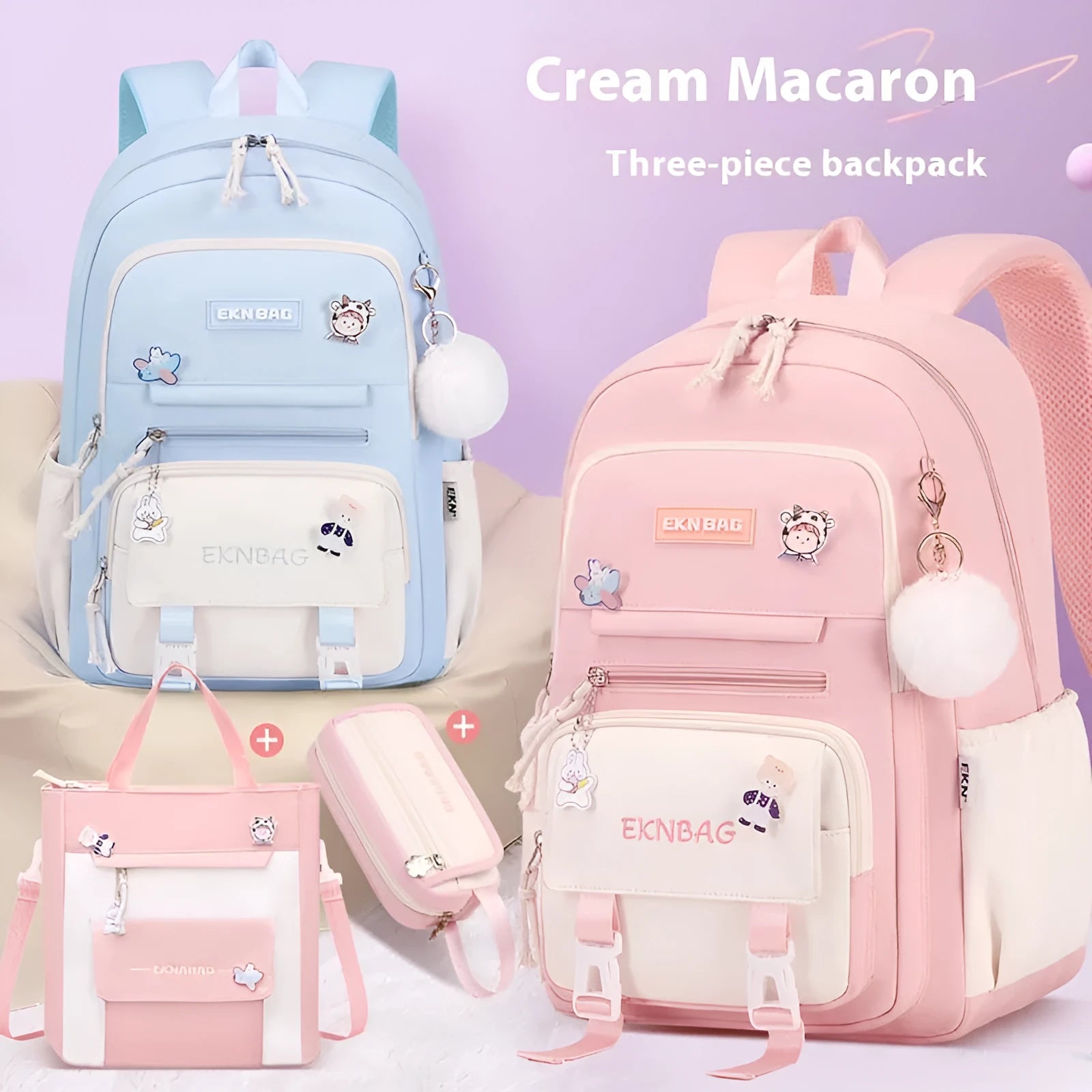 Girls waterproof school backpack in pink colour with curved shoulder straps and spine protection features
