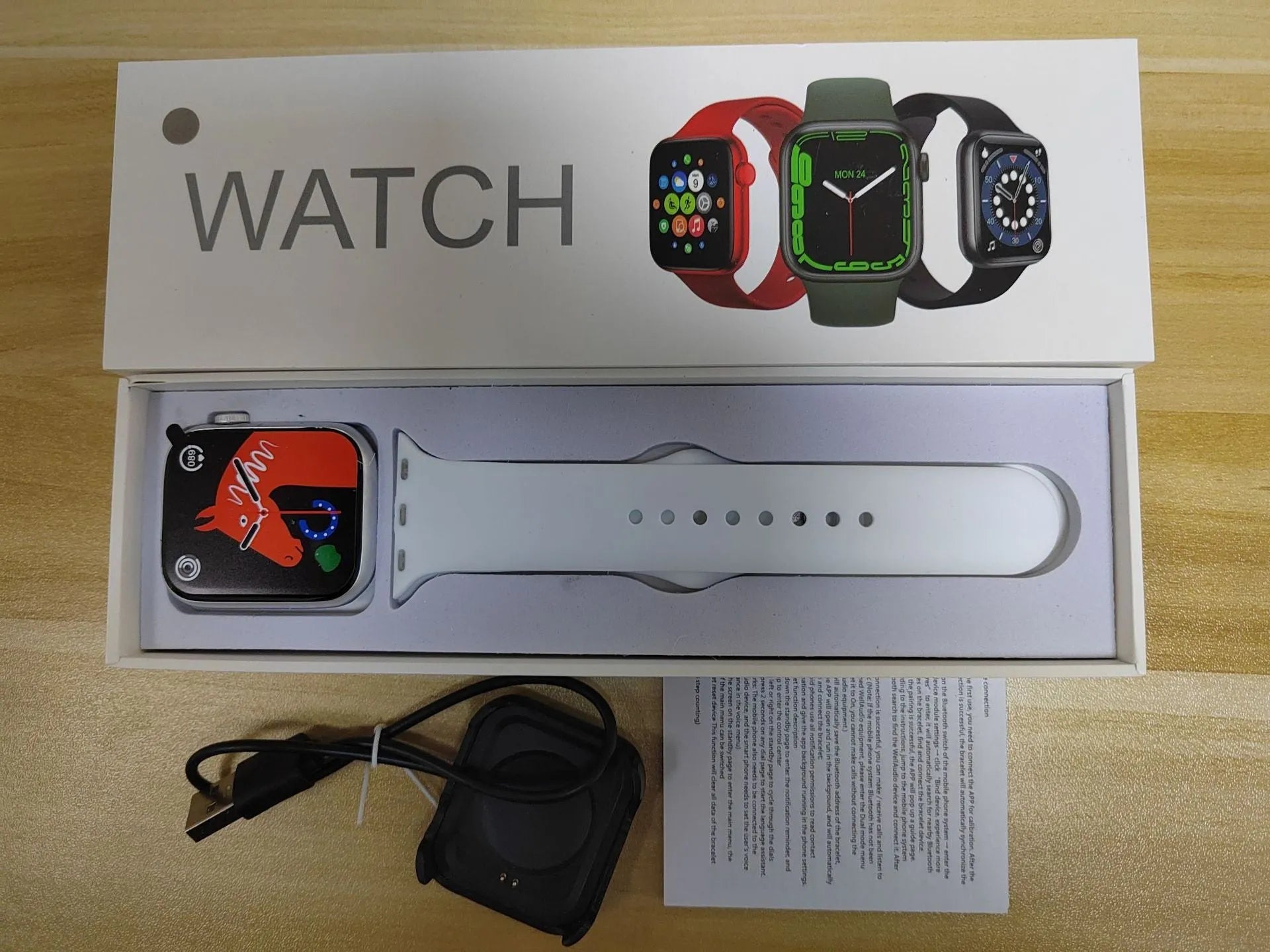GT20 smartwatch in black on wrist showing heart rate monitoring on screen