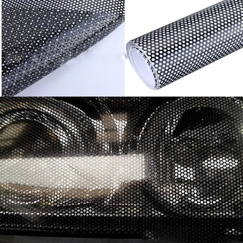 30cm by 106cm sheet of perforated plastic automotive colour change vinyl film.