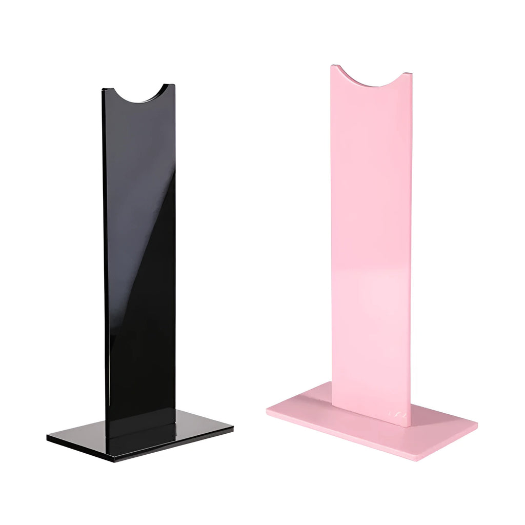 Pink and black detachable gaming headset bracket with silicone base measuring 14x7.5x25.5cm