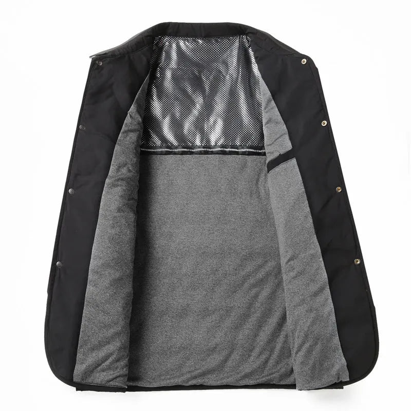 Men's lightweight diamond lattice cotton-padded jacket in black, front view, regular fit, polyester fabric, autumn winter business casual coat
