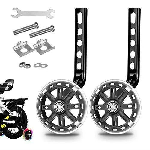 Children's glow auxiliary bicycle training wheel set with universal bracket in multiple colours