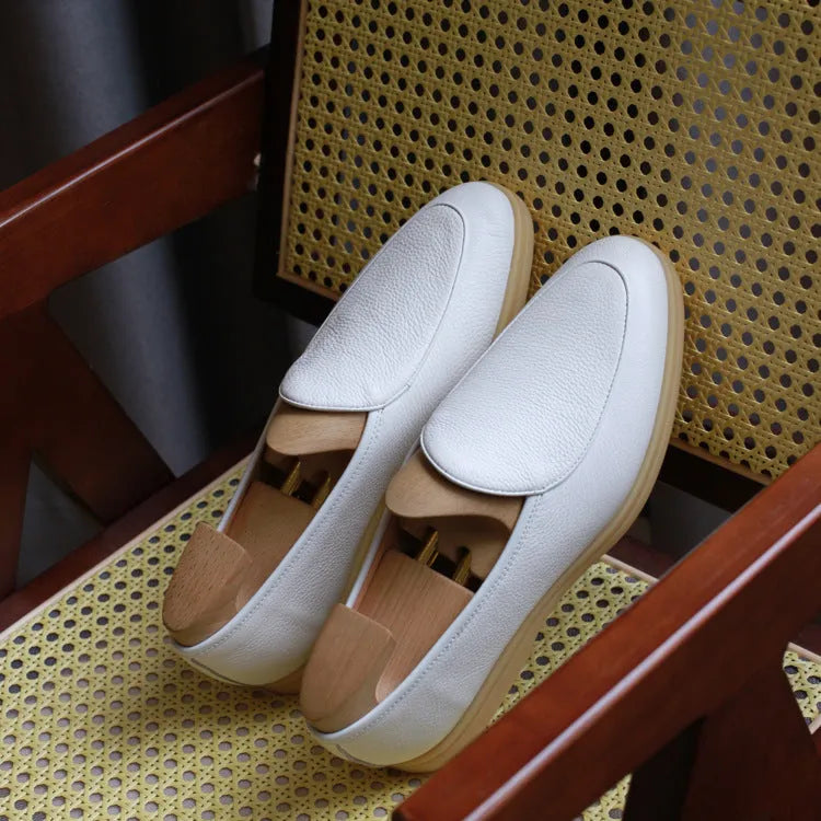 Men's genuine leather loafers in multiple colours on a flat TPR sole.