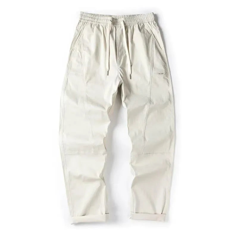 Casual cotton wide-leg trousers with pants-mouth design in milky white and black colours