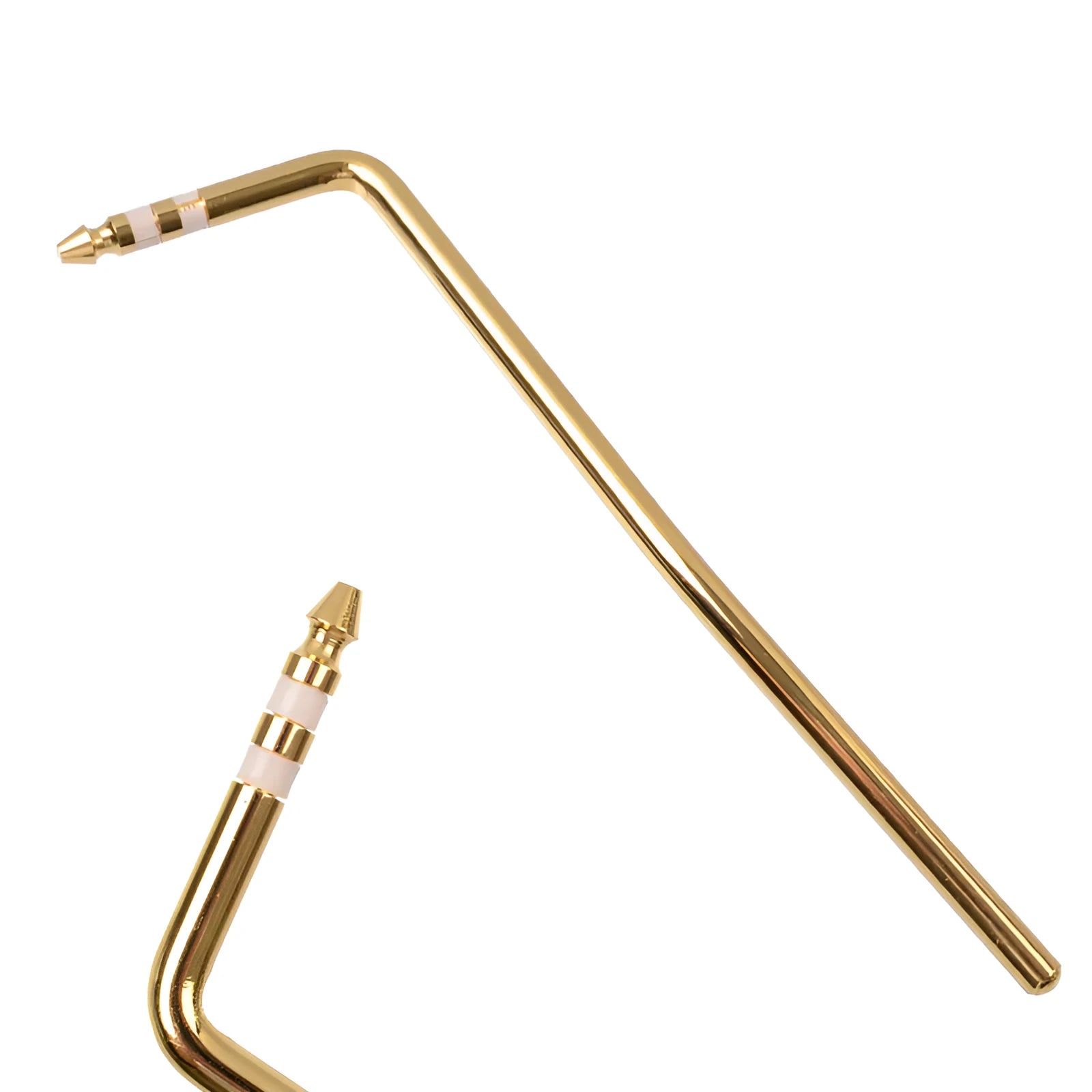 A metal guitar tremolo arm in a choice of black, blue, gold, or silver finishes.