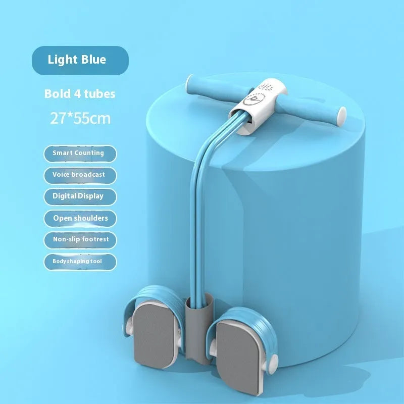 Portable foot pedal pull device for abdominal training in ABS plastic with tube resistance options