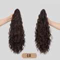 Corn curler ponytail wig with water ripple grip attachment in high temperature fibre hair, shown in colour 1B with a hair clip.
