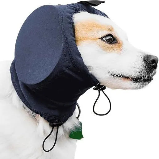 Nylon dog earmuffs for hearing protection, black or blue, sizes S to XL, one pair for thunder and fireworks