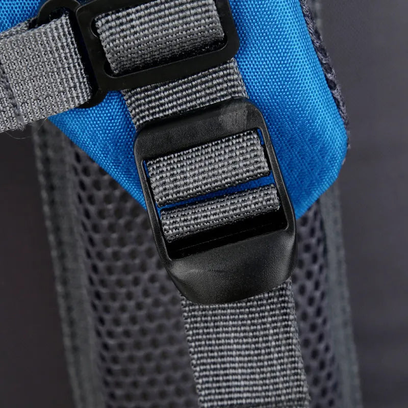 Waterproof outdoor backpack sports bag 34x55x20cm with ergonomic breathable back panel, available in five colours.