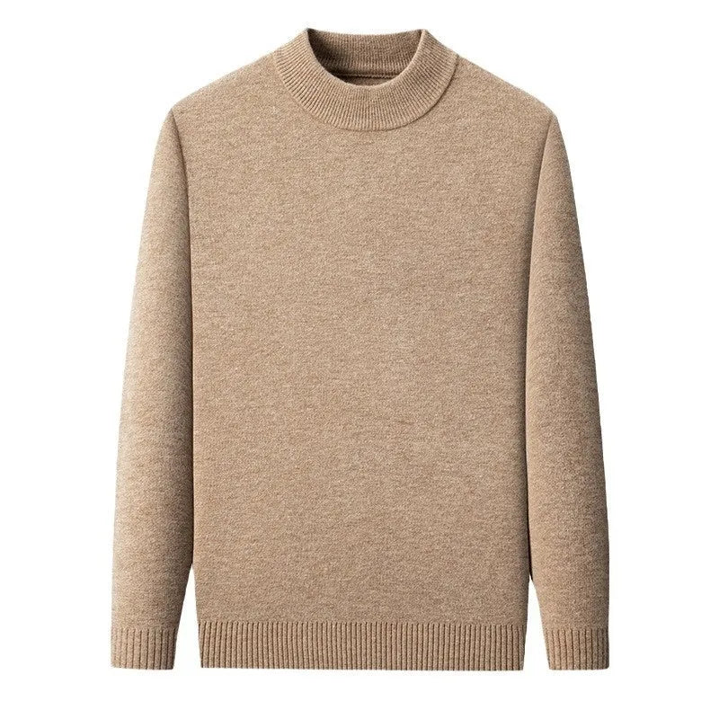 Men's fine yarn half turtleneck sweater in a solid colour on a hanger