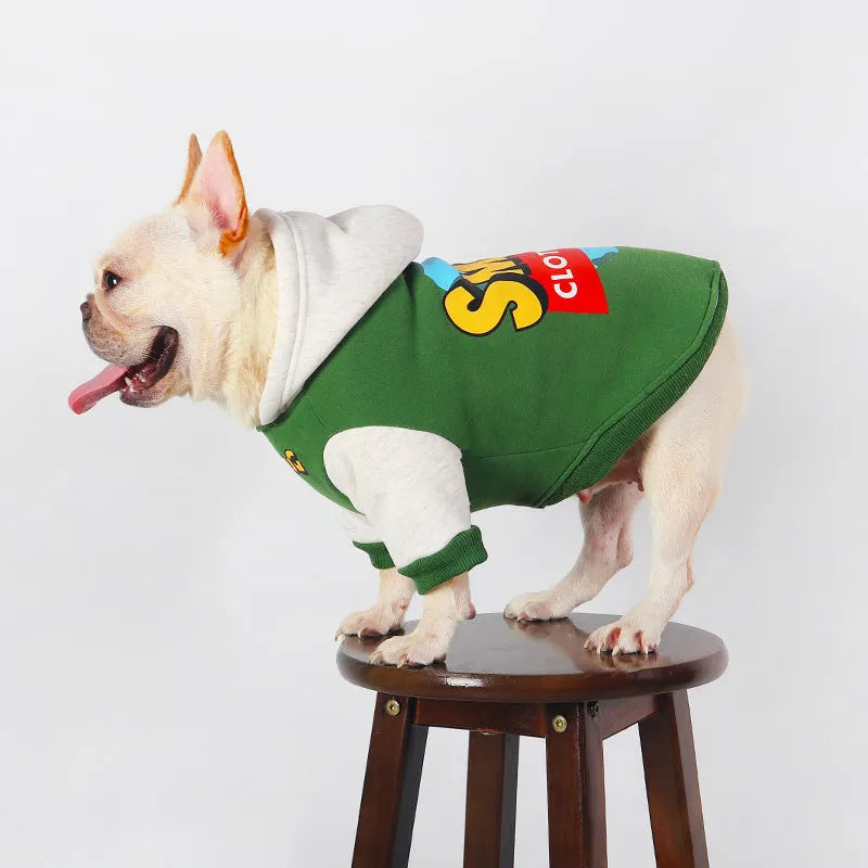Green cotton dog coat for autumn and winter, sizes L to 4XL