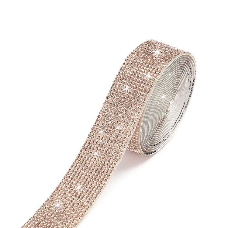 Self-adhesive glass water drill strip for clothing decoration in white and AB colour options