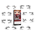 Pack of black bat and spider shaped eyeliner stickers for Gothic Halloween makeup.