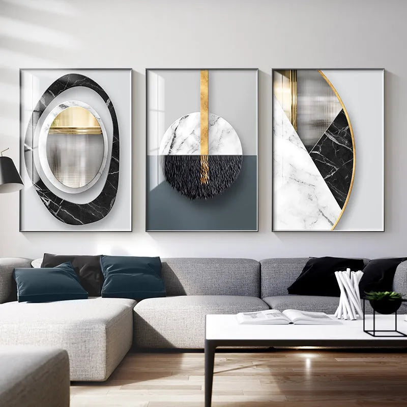 Abstract geometric pattern canvas painting wall art in multiple size options