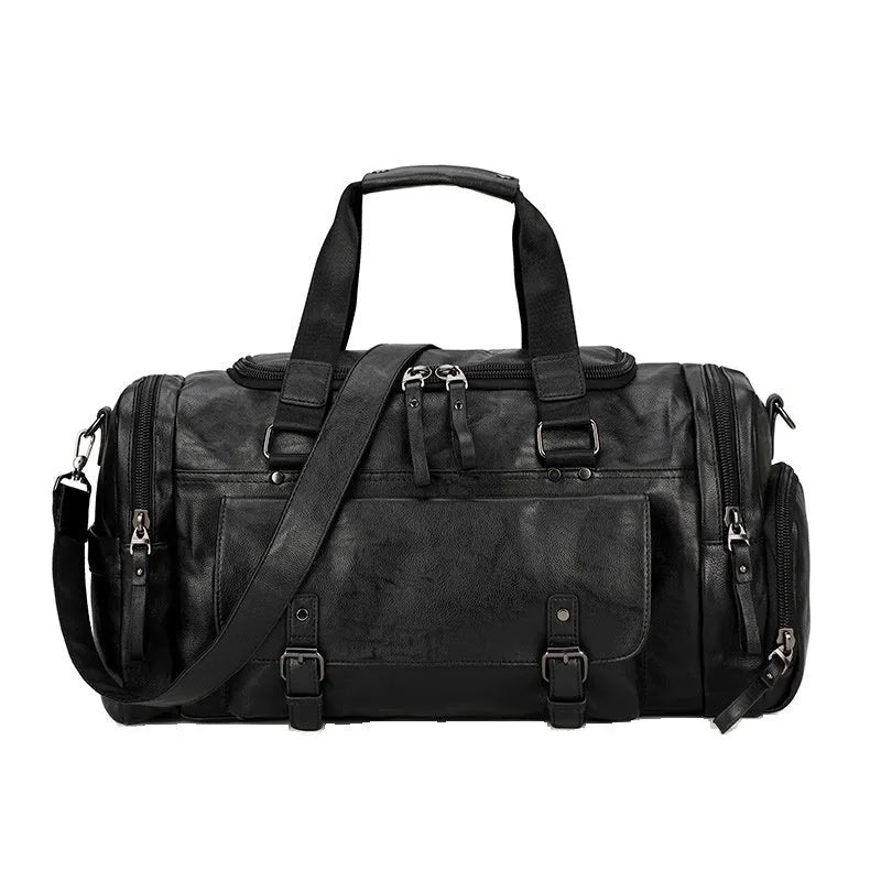 Black large capacity travel shoe bag with dimensions 52cm by 19cm by 27cm