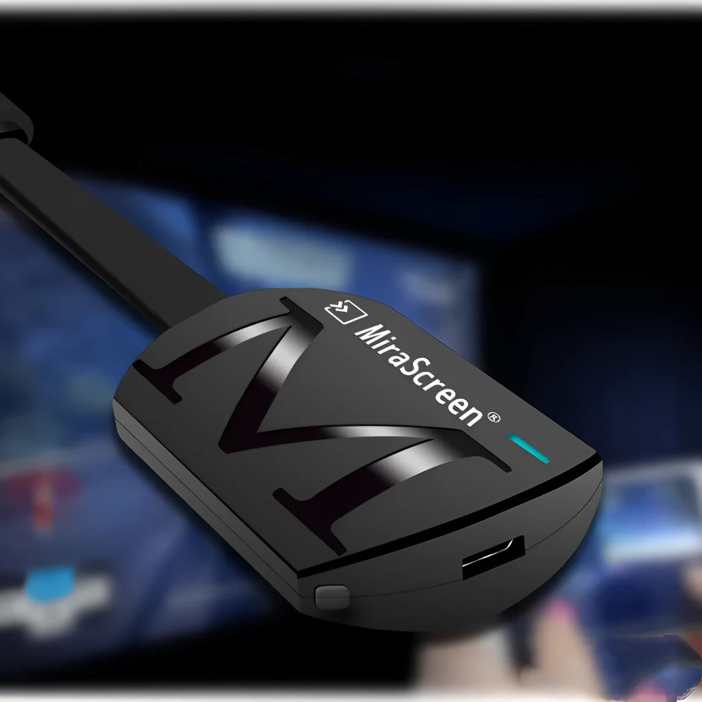 Black smartphone to TV HDMI screen mirroring dongle with USB connector