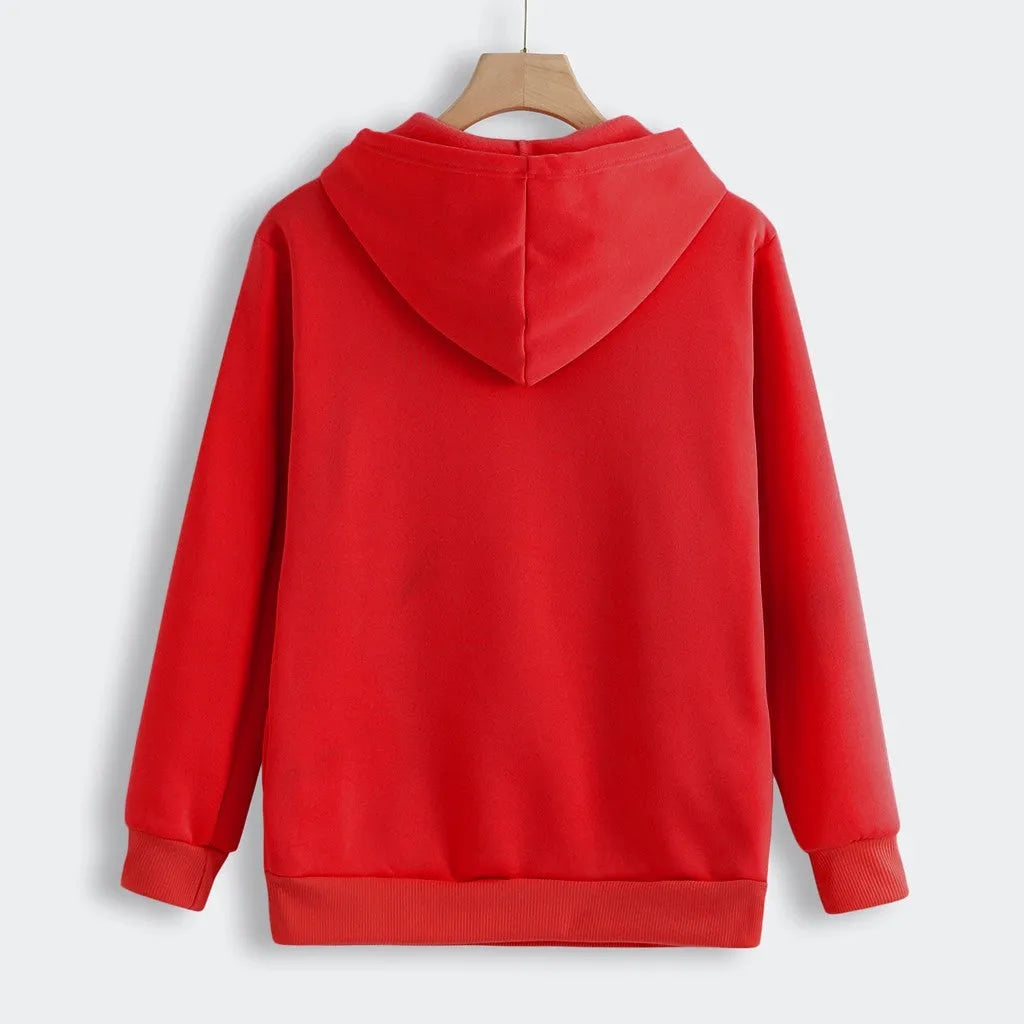 Women hoodie sweatshirt with cat pet pocket design, long sleeve cotton sweater in beige colour