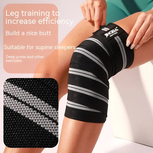 Adjustable knee pads for weightlifting and sports in blue, grey, red, or yellow colours