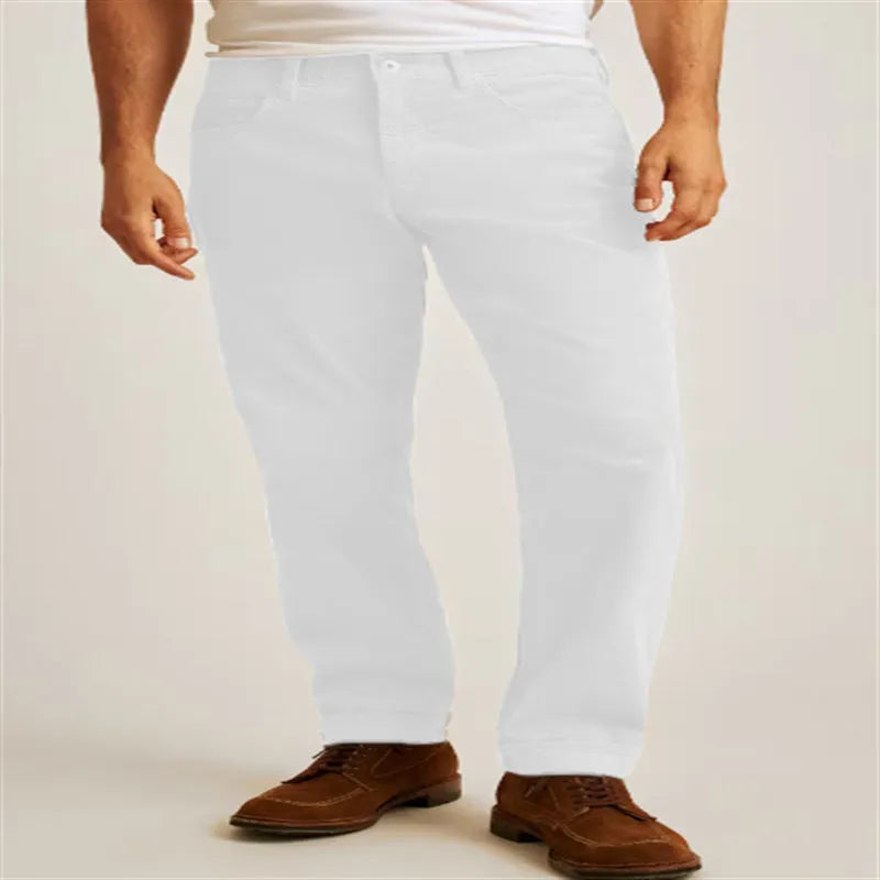 Straight-leg corduroy trousers in a loose casual fit on a mid-waist, shown in army green colour.