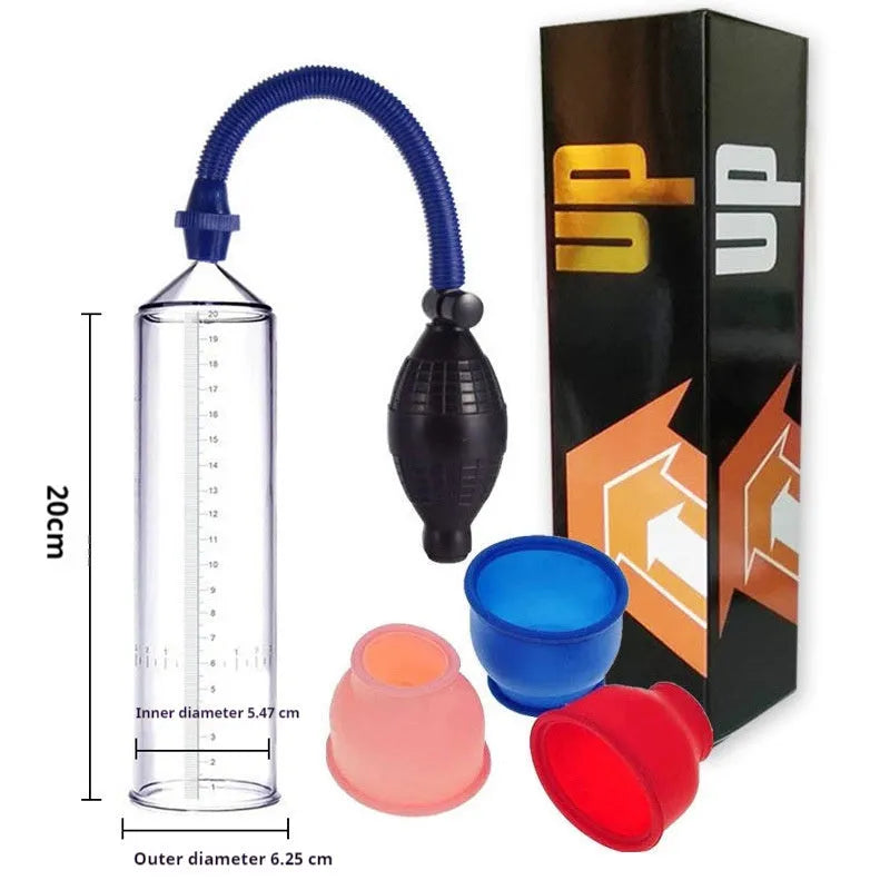 Male penis simulator silicone cover accessory with plastic valve exerciser and complete component set