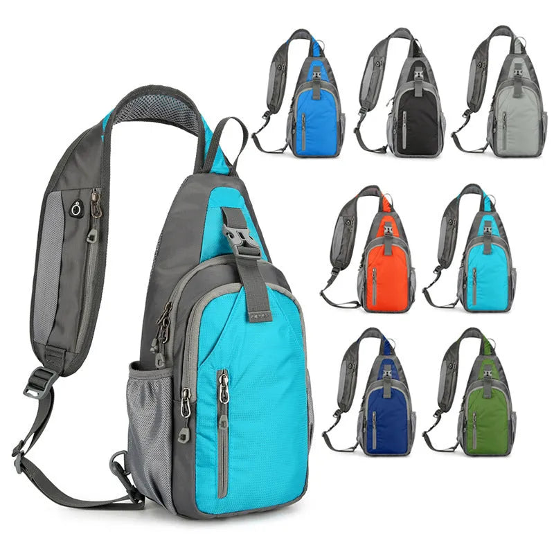 Nylon chest crossbody bag for sports outdoor casual use available in seven colours