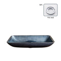 Blue grey foil coloured tempered glass bathroom vanity basin with a simple art design