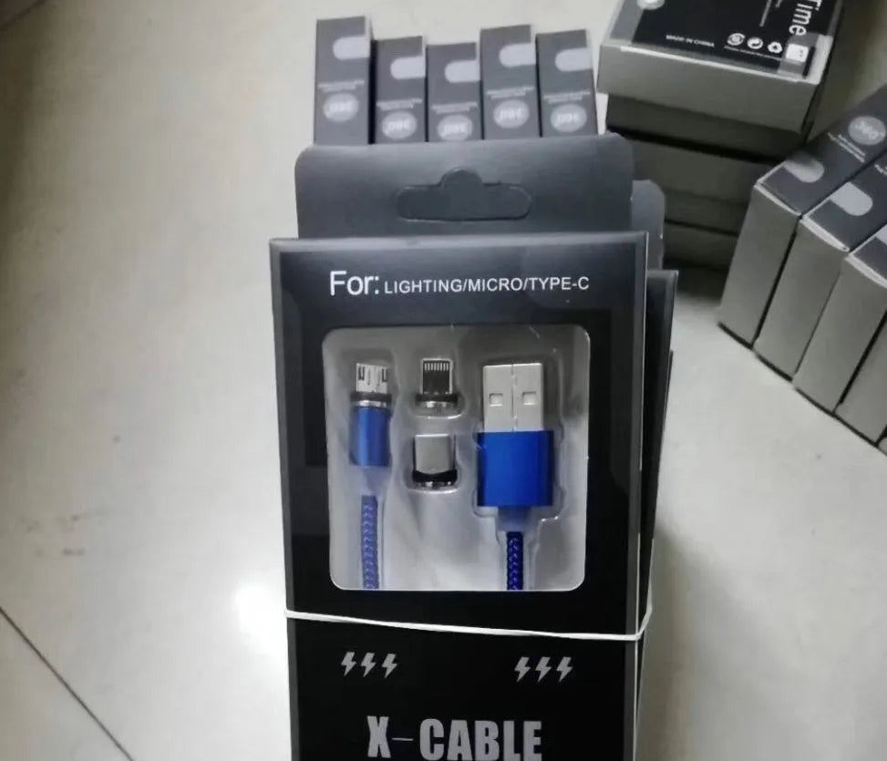Android Type C three-in-one magnetic suction head charging cable 1m silver