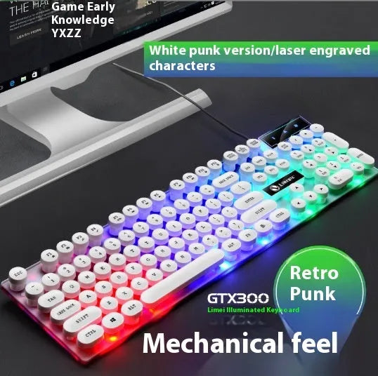 TX35 mechanical feeling computer keyboard in white and black rainbow colour options