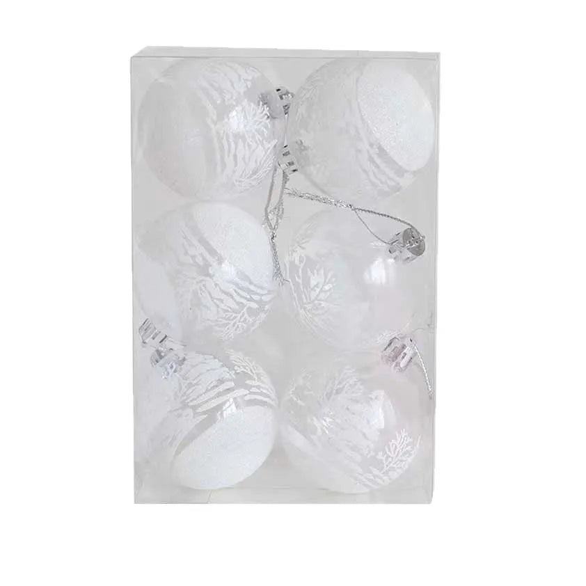6cm transparent acrylic Christmas balls, set of 6, hand-painted in Style A or Style B