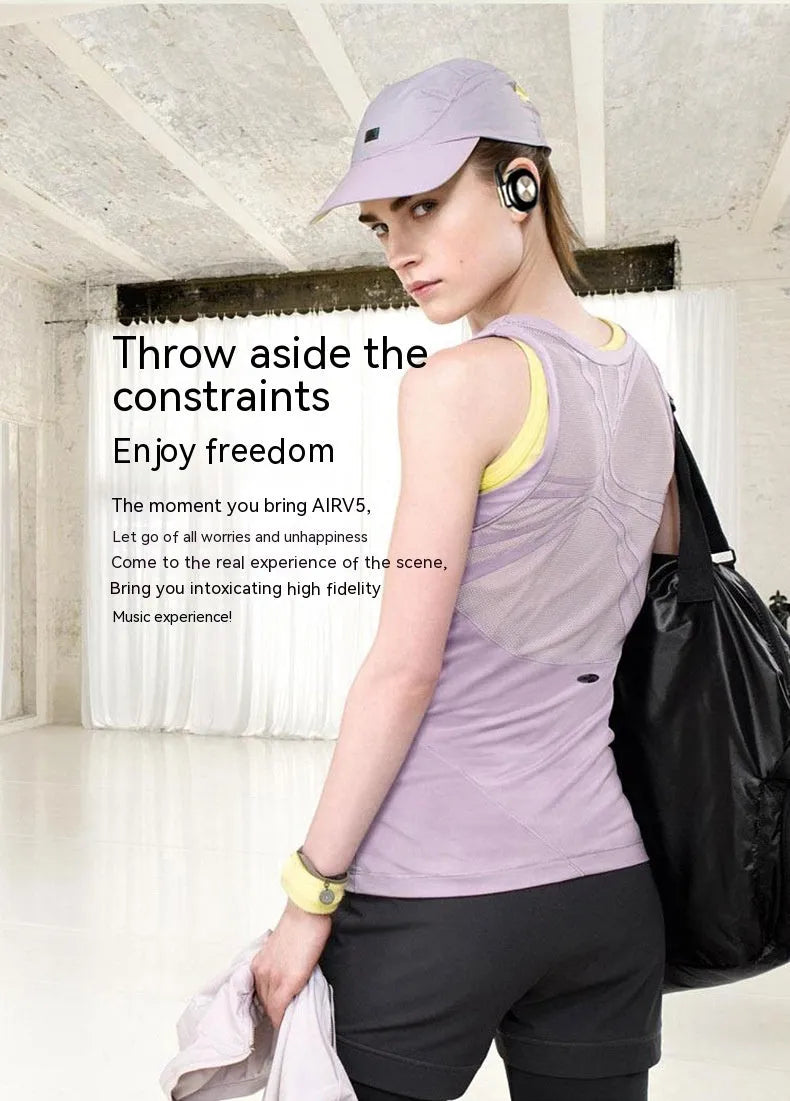 Plastic wireless Bluetooth headset ear-mounted in silver with stereo call and music support