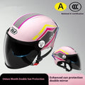 3C-certified motorcycle half helmet with clear and tinted dual visors on an ABS shell in khaki brown colour.