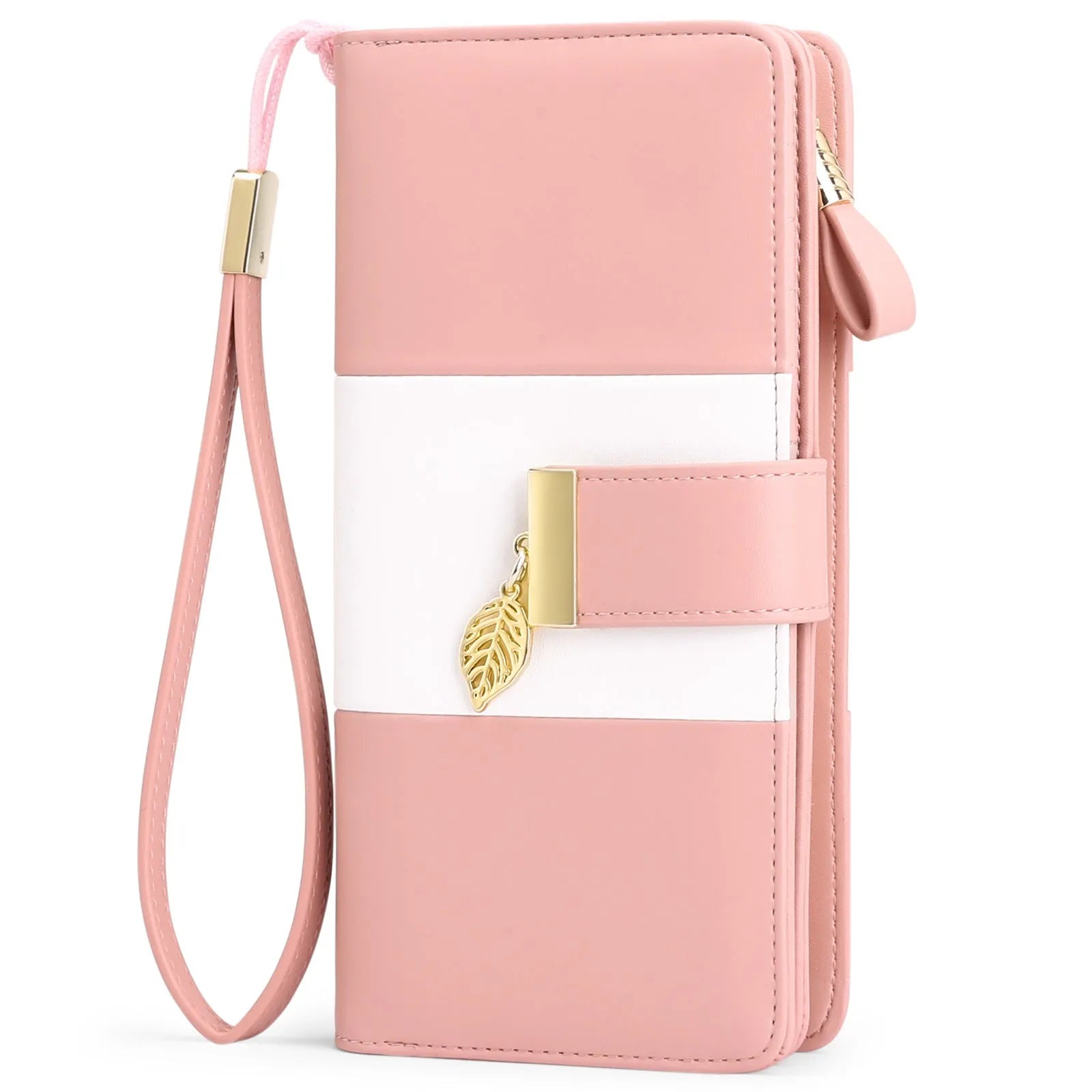 Midnight black PU leather clutch with a lock, shown folded and unfolded to show 30% size reduction.