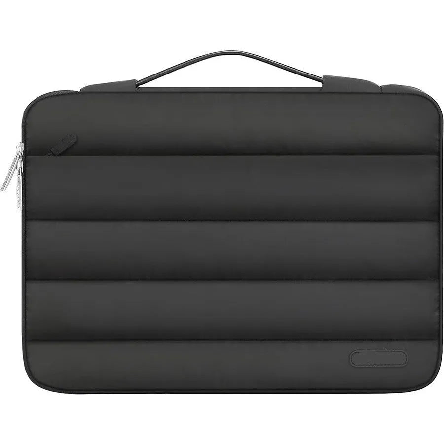 Velvet laptop sleeve in black with plaid pattern for 13.3 or 15.4 inch laptops