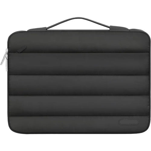 Velvet laptop sleeve in black with plaid pattern for 13.3 or 15.4 inch laptops