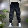 Men's casual harem trousers with high waist and elastic ankle cuffs in solid black, grey or white, sizes M to 5XL