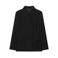 Women's black slim-fit long-sleeved suit jacket, polyester blend, solid colour, sizes XS to L