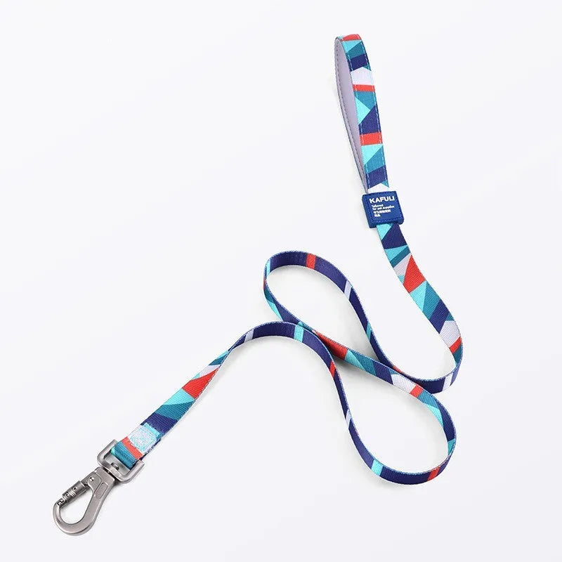 Polyester dog walking vest with haulage rope in blue, green, or pink colours for medium and large breed dogs