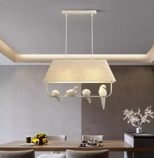 Bird chandelier ceiling lamp with fabric shade in bird designs for dining rooms and hallways