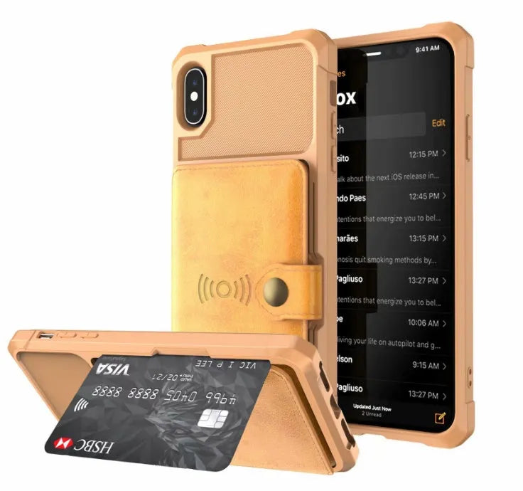 Car magnetic protection cover in black PU leather with built-in metal magnetic iron and shiftable stand