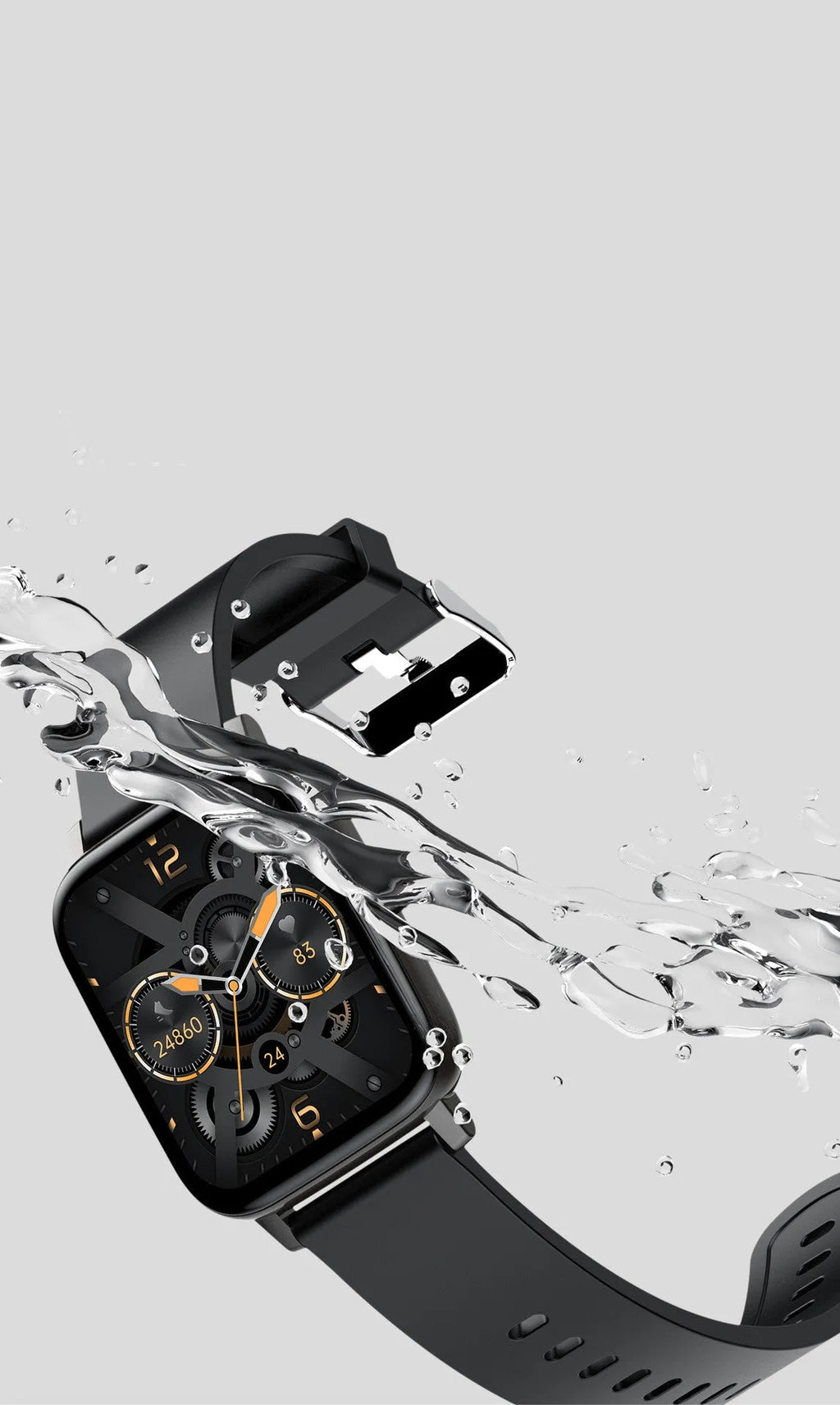 H80 smart watch with black silicone strap showing ECG heart rate graph on its 1.69-inch screen