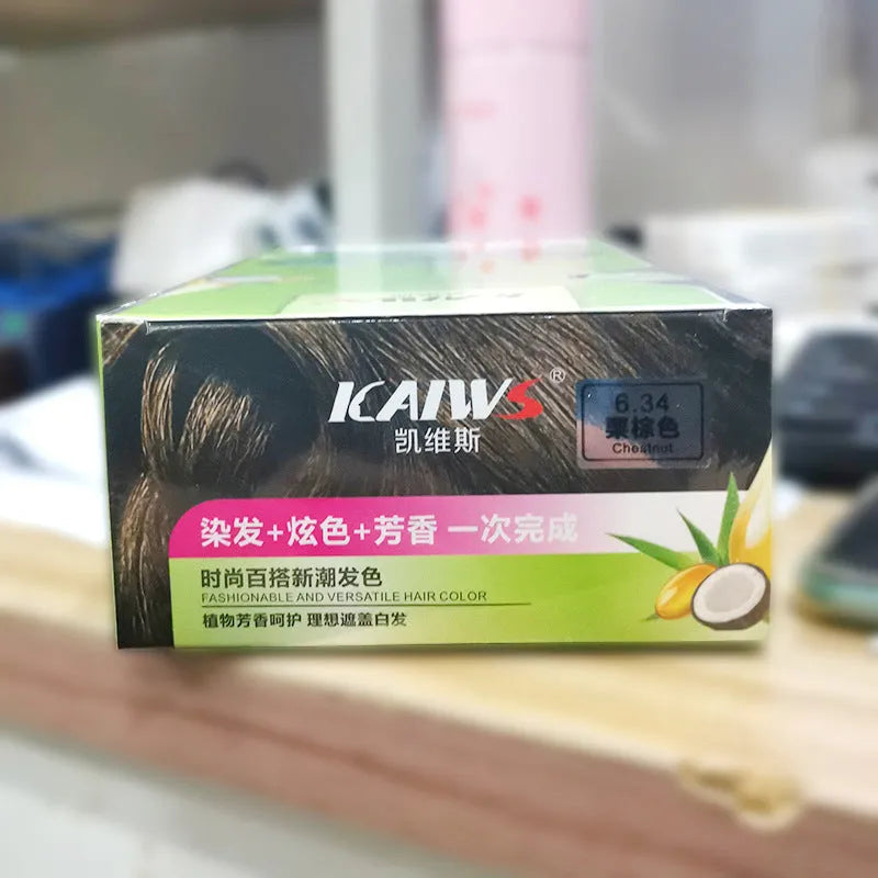 Twin pack tube of plant aromatic soft lustre hair colour cream in chestnut brown shade.