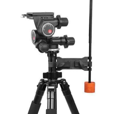 Black ABS plastic umbrella clip mounted on a camera tripod head.